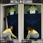Personalized North Queensland Cowboys Door Cover Polynesian Tribal Pattern Style