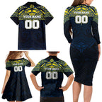 Personalized North Queensland Cowboys Family Matching Long Sleeve Bodycon Dress and Hawaiian Shirt Polynesian Tribal Pattern Style
