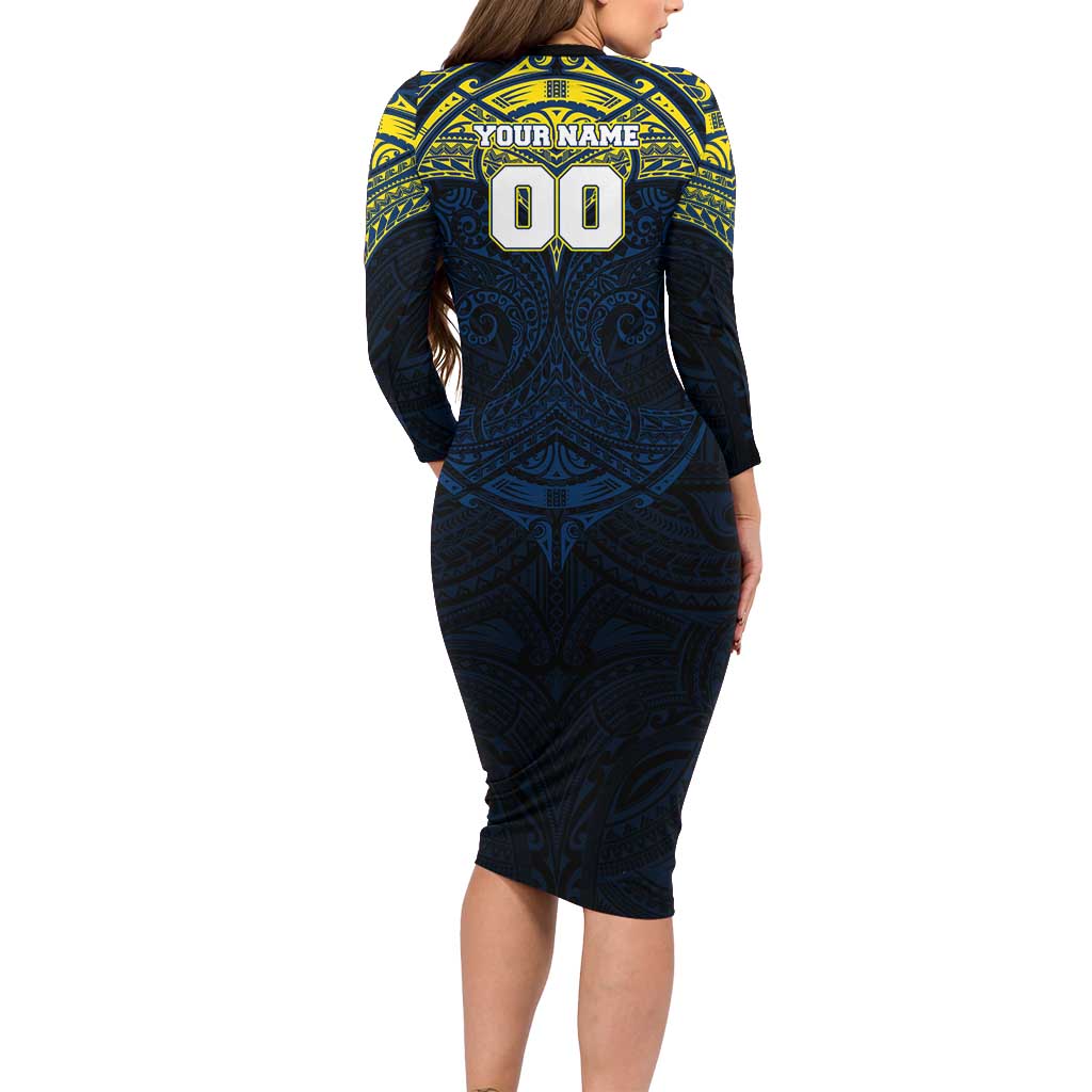 Personalized North Queensland Cowboys Family Matching Long Sleeve Bodycon Dress and Hawaiian Shirt Polynesian Tribal Pattern Style