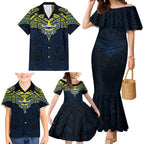 Personalized North Queensland Cowboys Family Matching Mermaid Dress and Hawaiian Shirt Polynesian Tribal Pattern Style
