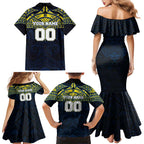 Personalized North Queensland Cowboys Family Matching Mermaid Dress and Hawaiian Shirt Polynesian Tribal Pattern Style