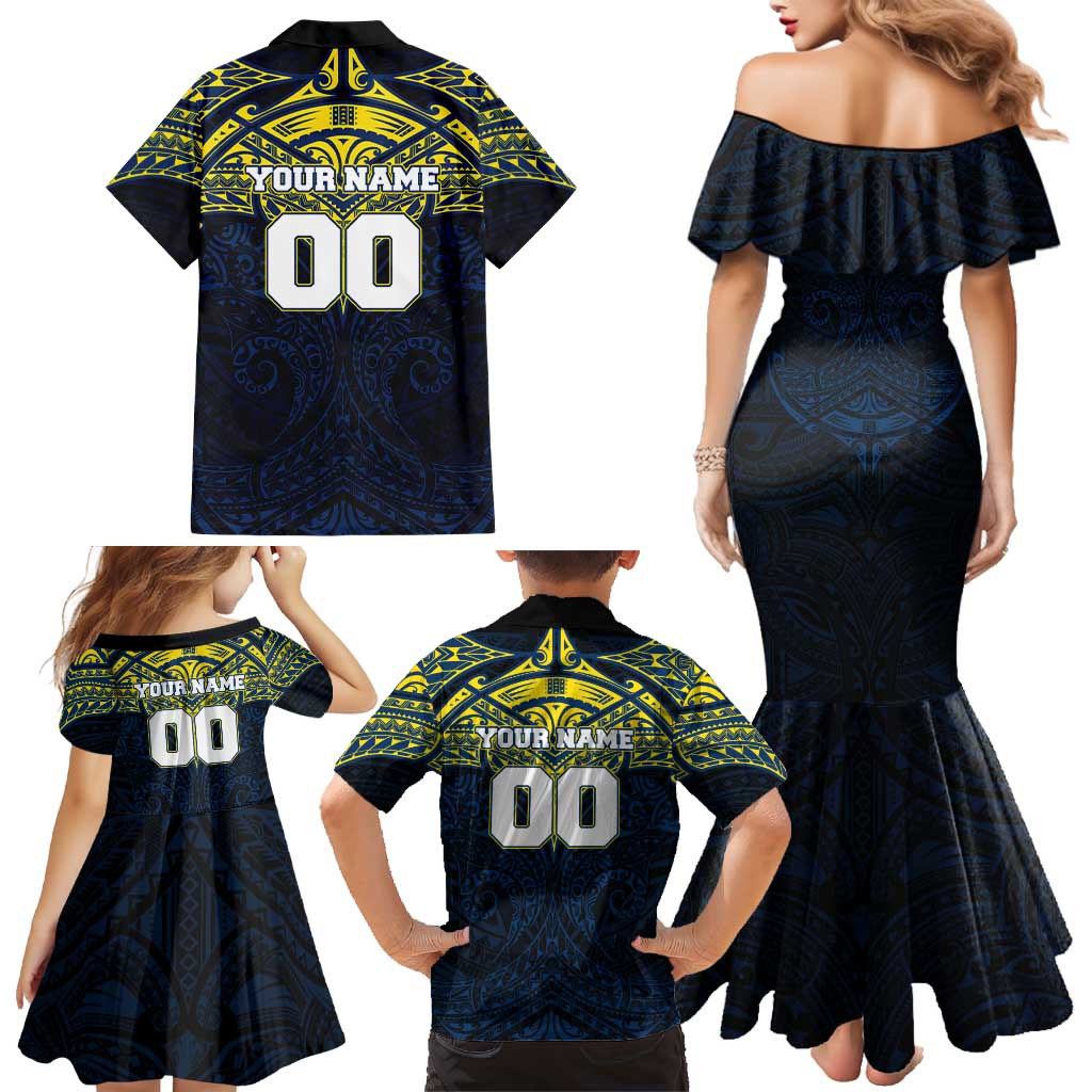 Personalized North Queensland Cowboys Family Matching Mermaid Dress and Hawaiian Shirt Polynesian Tribal Pattern Style