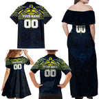 Personalized North Queensland Cowboys Family Matching Off Shoulder Maxi Dress and Hawaiian Shirt Polynesian Tribal Pattern Style