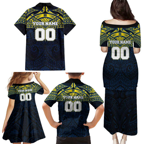 Personalized North Queensland Cowboys Family Matching Puletasi and Hawaiian Shirt Polynesian Tribal Pattern Style