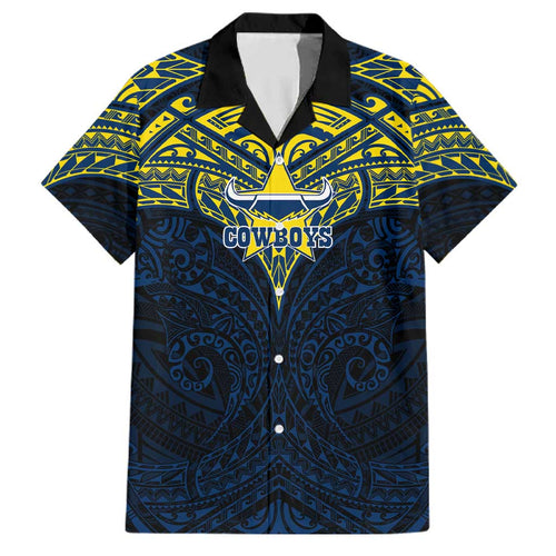 Personalized North Queensland Cowboys Family Matching Puletasi and Hawaiian Shirt Polynesian Tribal Pattern Style