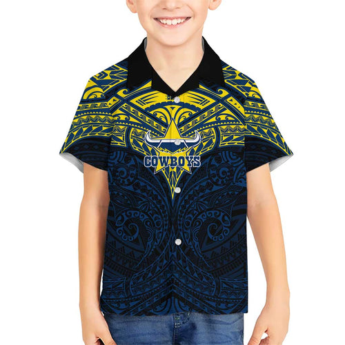 Personalized North Queensland Cowboys Family Matching Puletasi and Hawaiian Shirt Polynesian Tribal Pattern Style