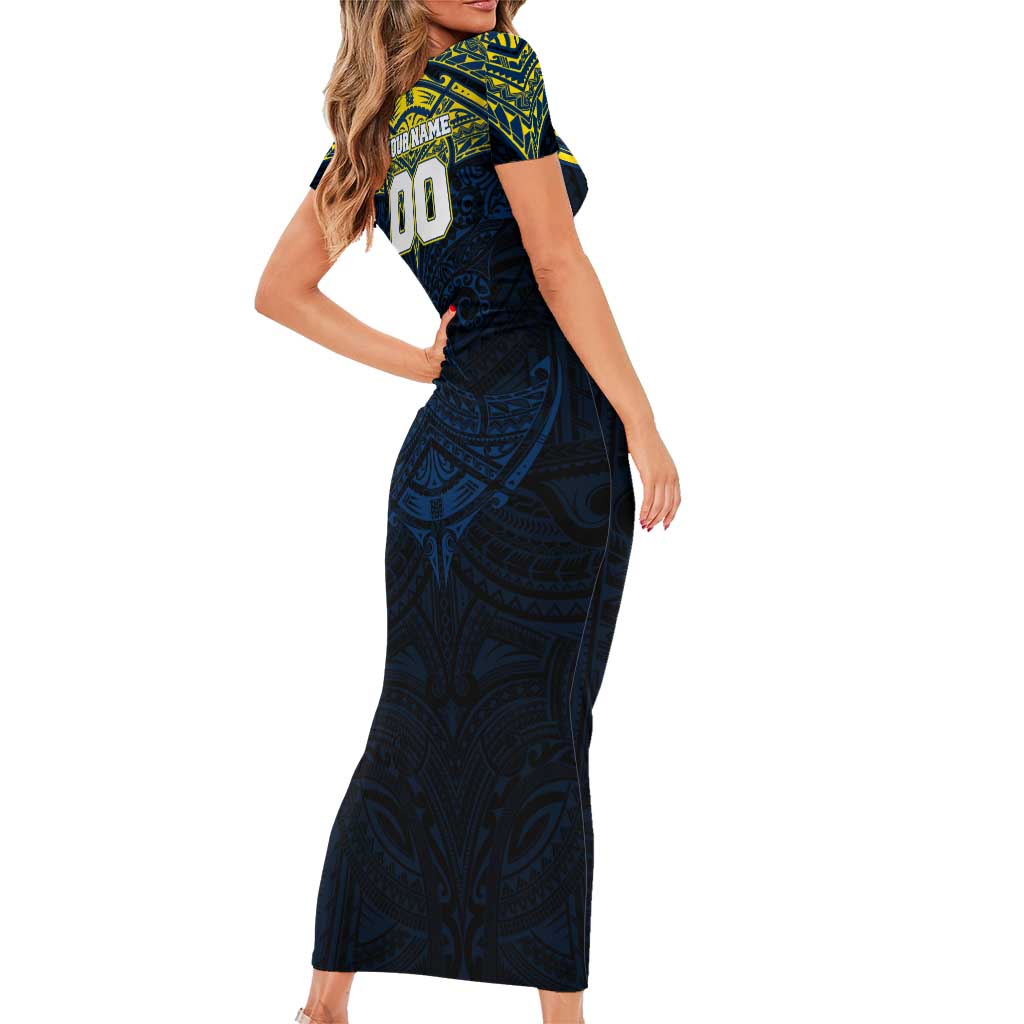 Personalized North Queensland Cowboys Family Matching Short Sleeve Bodycon Dress and Hawaiian Shirt Polynesian Tribal Pattern Style