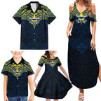 Personalized North Queensland Cowboys Family Matching Summer Maxi Dress and Hawaiian Shirt Polynesian Tribal Pattern Style