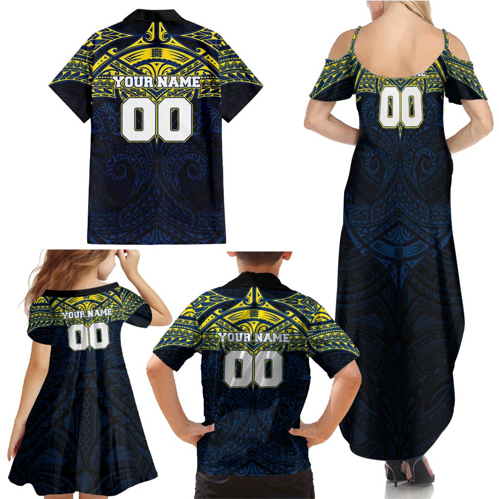 Personalized North Queensland Cowboys Family Matching Summer Maxi Dress and Hawaiian Shirt Polynesian Tribal Pattern Style