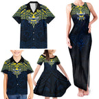 Personalized North Queensland Cowboys Family Matching Tank Maxi Dress and Hawaiian Shirt Polynesian Tribal Pattern Style
