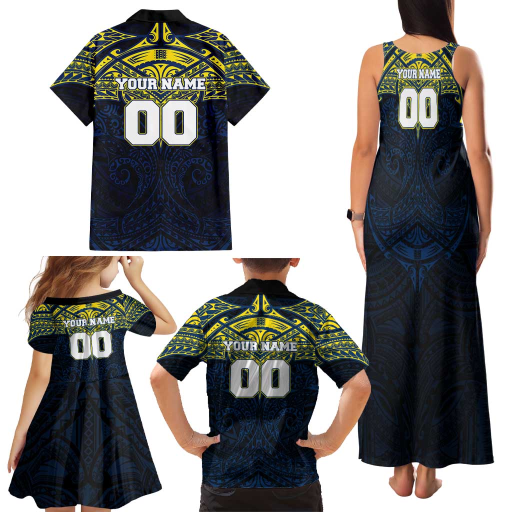 Personalized North Queensland Cowboys Family Matching Tank Maxi Dress and Hawaiian Shirt Polynesian Tribal Pattern Style