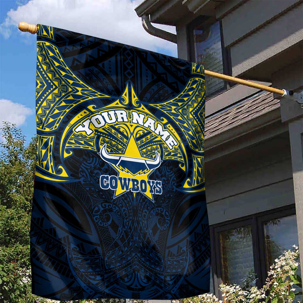 Personalized North Queensland Cowboys Garden Flag Polynesian Tribal Pattern Style