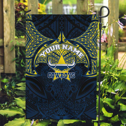 Personalized North Queensland Cowboys Garden Flag Polynesian Tribal Pattern Style