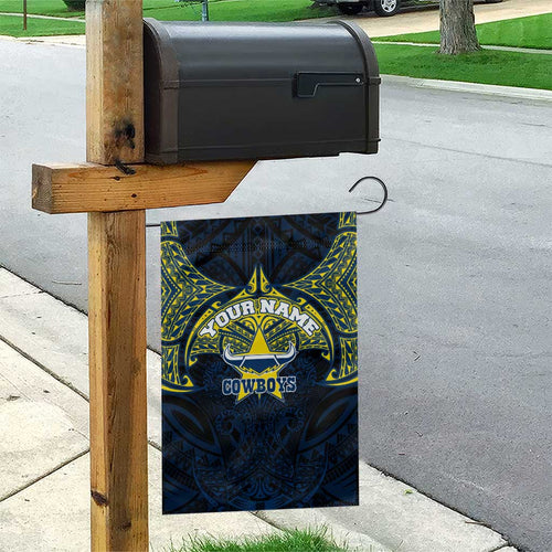 Personalized North Queensland Cowboys Garden Flag Polynesian Tribal Pattern Style
