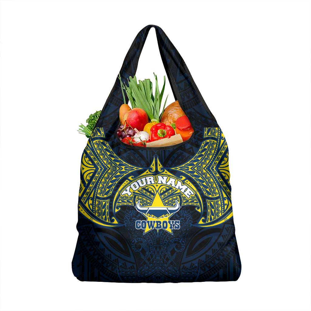Personalized North Queensland Cowboys Grocery Bag Polynesian Tribal Pattern Style