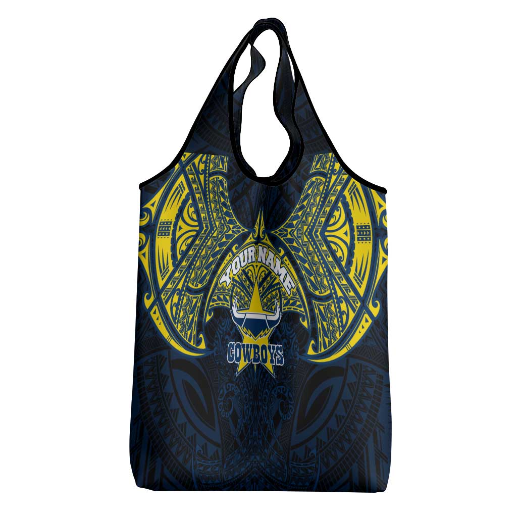 Personalized North Queensland Cowboys Grocery Bag Polynesian Tribal Pattern Style