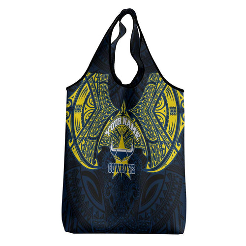 Personalized North Queensland Cowboys Grocery Bag Polynesian Tribal Pattern Style