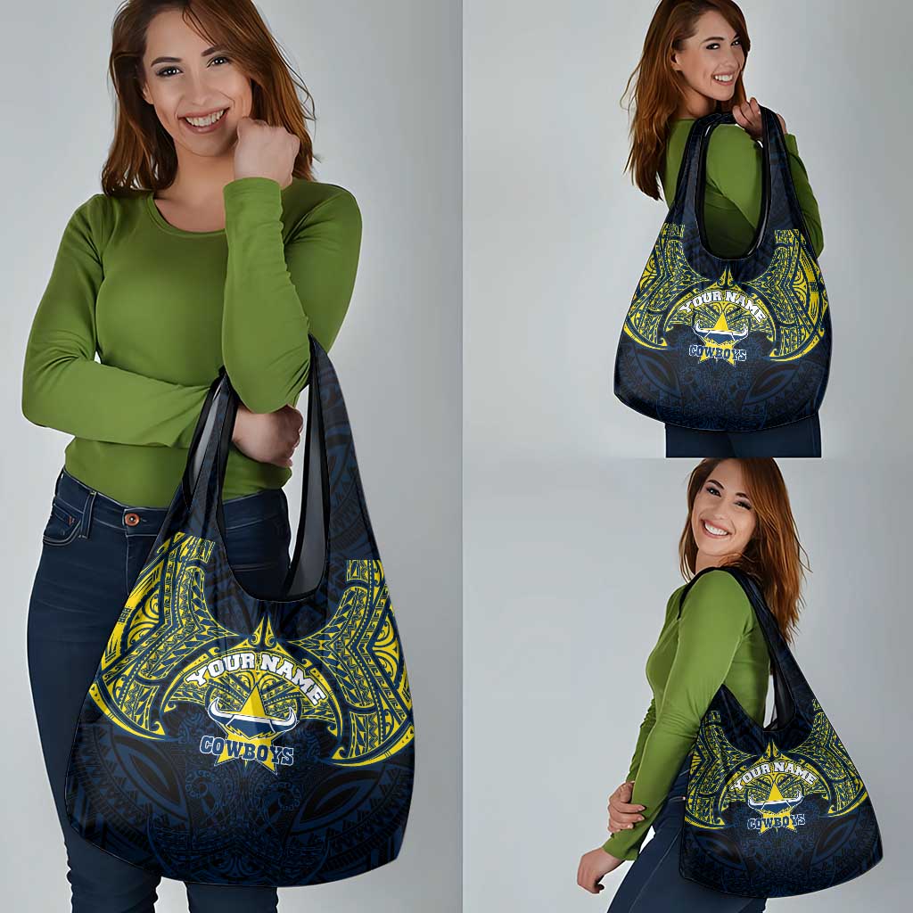Personalized North Queensland Cowboys Grocery Bag Polynesian Tribal Pattern Style