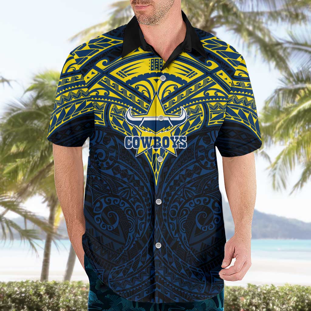 Personalized North Queensland Cowboys Hawaiian Shirt Polynesian Tribal Pattern Style
