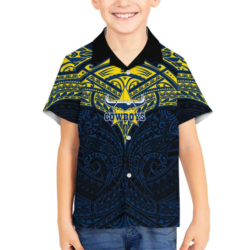Personalized North Queensland Cowboys Hawaiian Shirt Polynesian Tribal Pattern Style