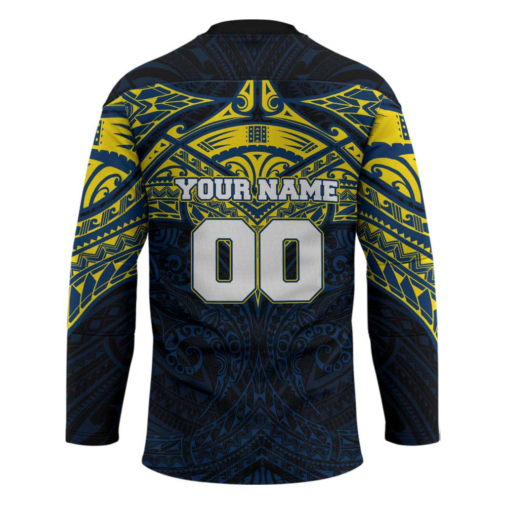 Personalized North Queensland Cowboys Hockey Jersey Polynesian Tribal Pattern Style