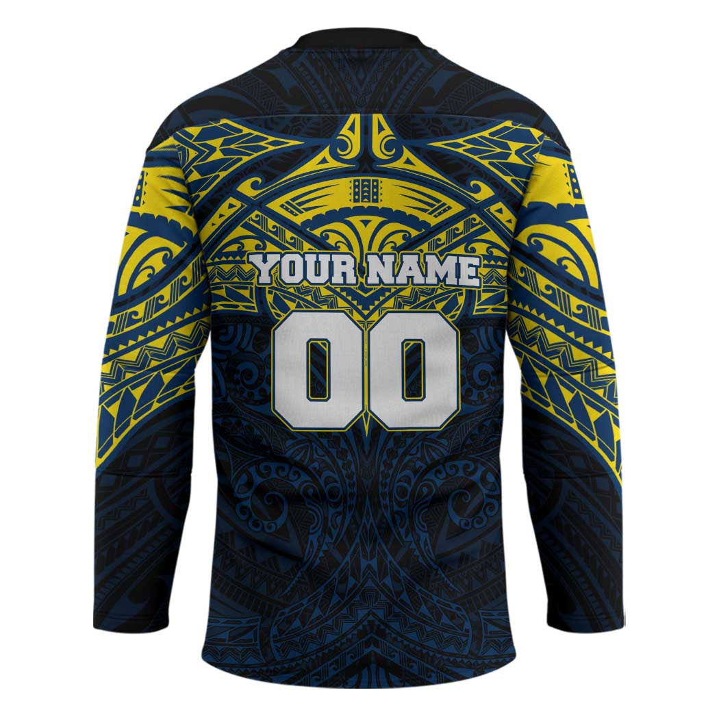Personalized North Queensland Cowboys Hockey Jersey Polynesian Tribal Pattern Style