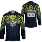 Personalized North Queensland Cowboys Hockey Jersey Polynesian Tribal Pattern Style