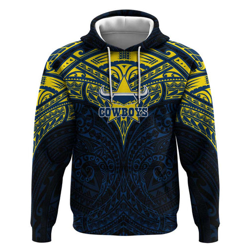 Personalized North Queensland Cowboys Hoodie Polynesian Tribal Pattern Style