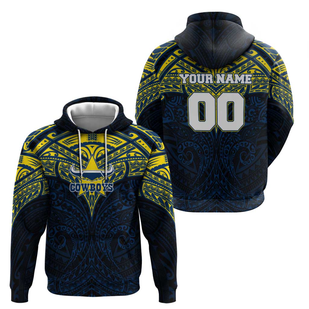 Personalized North Queensland Cowboys Hoodie Polynesian Tribal Pattern Style