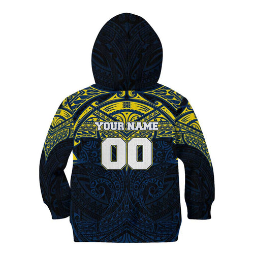 Personalized North Queensland Cowboys Kid Hoodie Polynesian Tribal Pattern Style