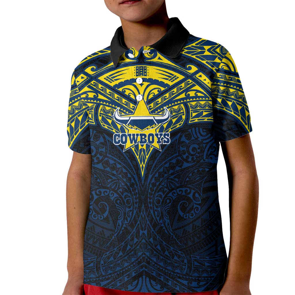 Personalized North Queensland Cowboys Kid Polo Shirt Polynesian Tribal Pattern Style