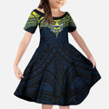 Personalized North Queensland Cowboys Kid Short Sleeve Dress Polynesian Tribal Pattern Style
