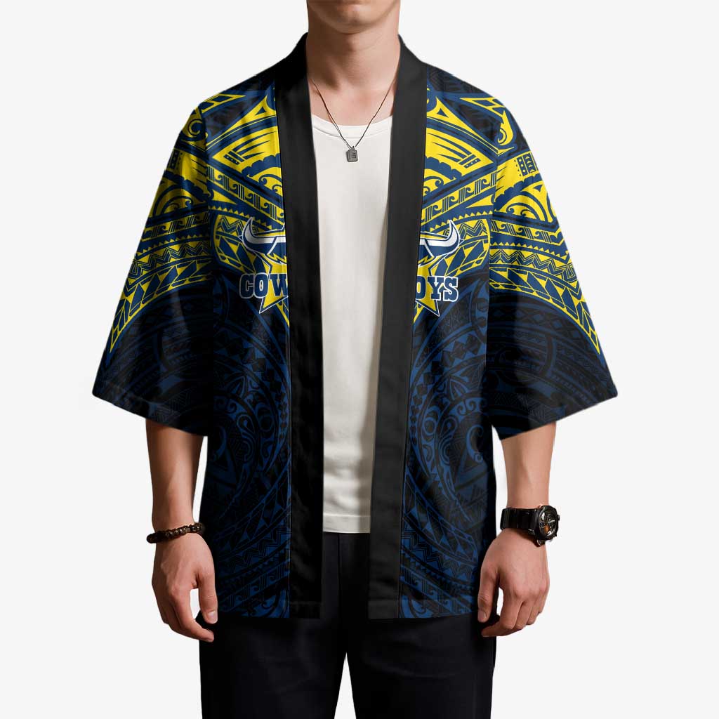 Personalized North Queensland Cowboys Kimono Polynesian Tribal Pattern Style