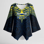 Personalized North Queensland Cowboys Kimono Sleeve Blouse Polynesian Tribal Pattern Style