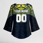 Personalized North Queensland Cowboys Kimono Sleeve Blouse Polynesian Tribal Pattern Style