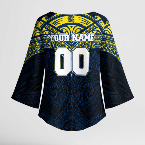 Personalized North Queensland Cowboys Kimono Sleeve Blouse Polynesian Tribal Pattern Style