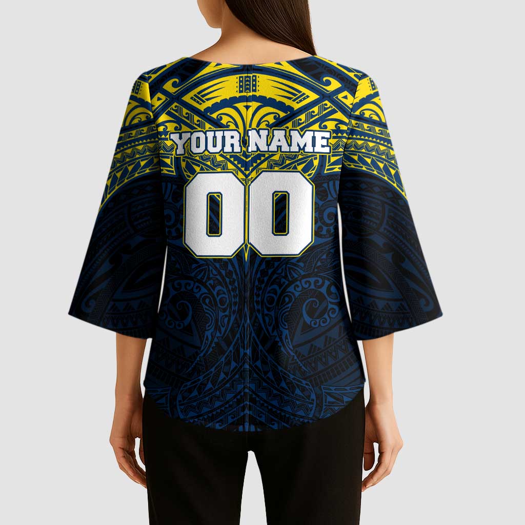 Personalized North Queensland Cowboys Kimono Sleeve Blouse Polynesian Tribal Pattern Style