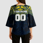 Personalized North Queensland Cowboys Kimono Sleeve Blouse Polynesian Tribal Pattern Style