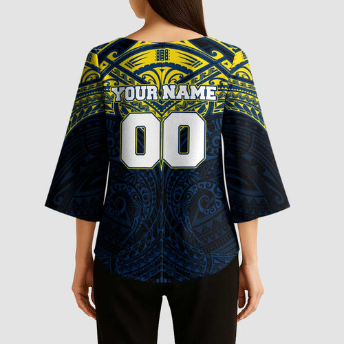 Personalized North Queensland Cowboys Kimono Sleeve Blouse Polynesian Tribal Pattern Style