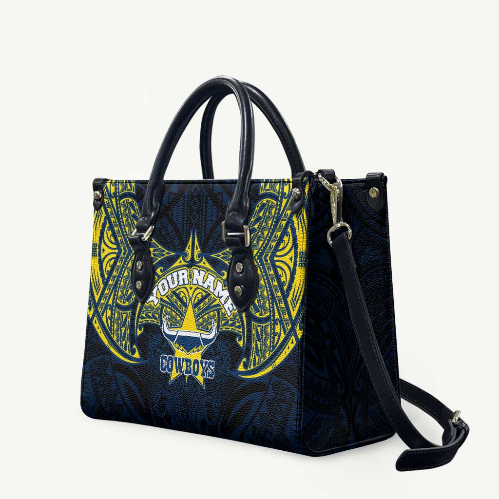 Personalized North Queensland Cowboys Leather Bag Polynesian Tribal Pattern Style
