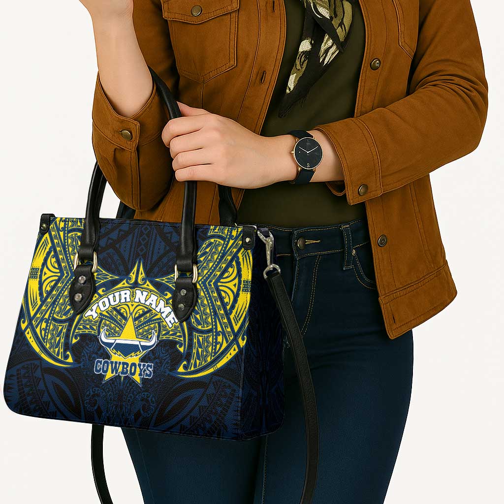 Personalized North Queensland Cowboys Leather Bag Polynesian Tribal Pattern Style