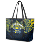 Personalized North Queensland Cowboys Leather Tote Bag Polynesian Tribal Pattern Style
