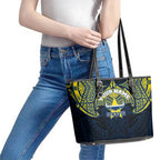 Personalized North Queensland Cowboys Leather Tote Bag Polynesian Tribal Pattern Style
