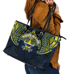Personalized North Queensland Cowboys Leather Tote Bag Polynesian Tribal Pattern Style