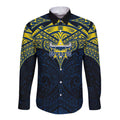 Personalized North Queensland Cowboys Long Sleeve Button Shirt Polynesian Tribal Pattern Style