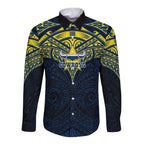 Personalized North Queensland Cowboys Long Sleeve Button Shirt Polynesian Tribal Pattern Style