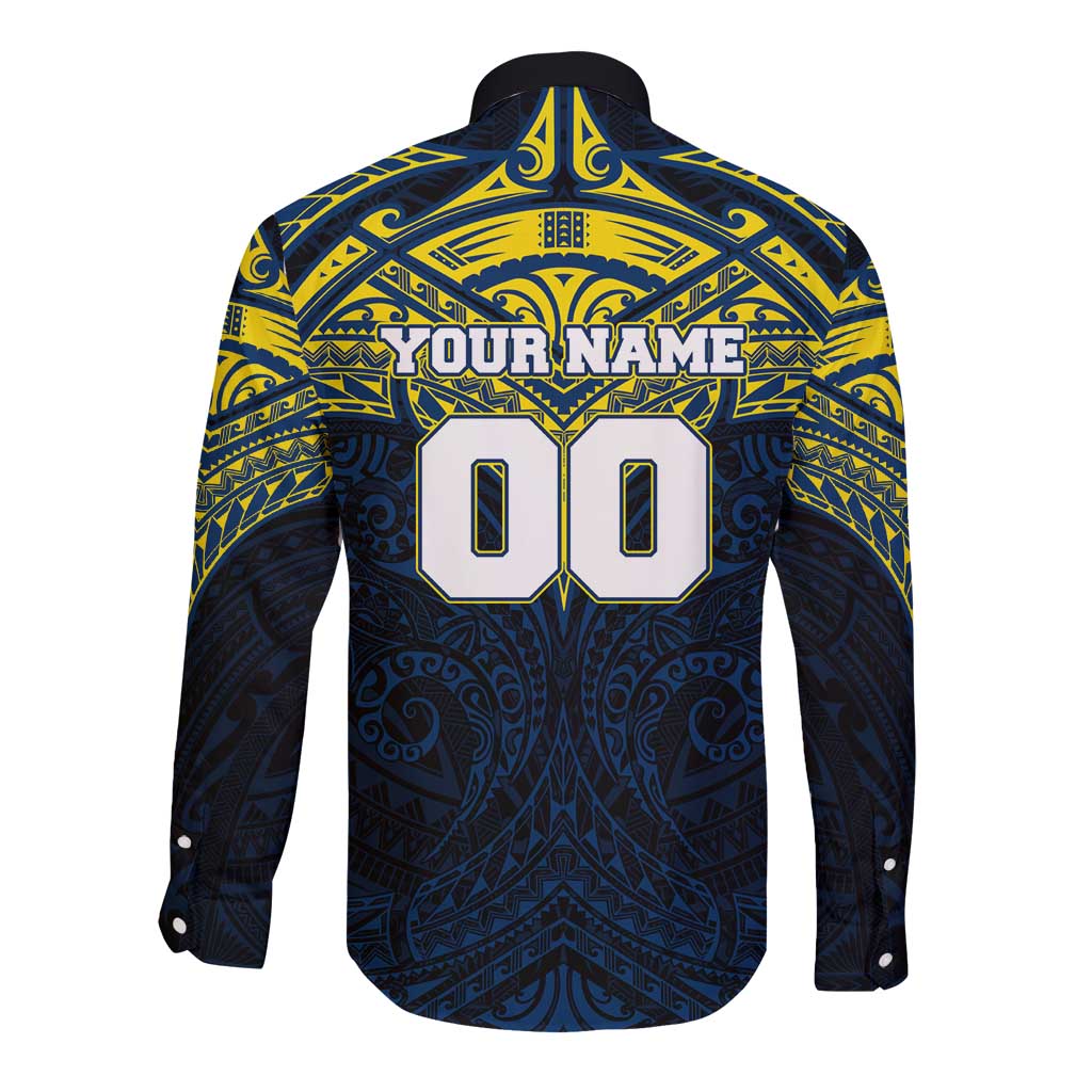 Personalized North Queensland Cowboys Long Sleeve Button Shirt Polynesian Tribal Pattern Style