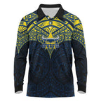 Personalized North Queensland Cowboys Long Sleeve Polo Shirt Polynesian Tribal Pattern Style