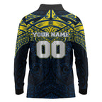 Personalized North Queensland Cowboys Long Sleeve Polo Shirt Polynesian Tribal Pattern Style