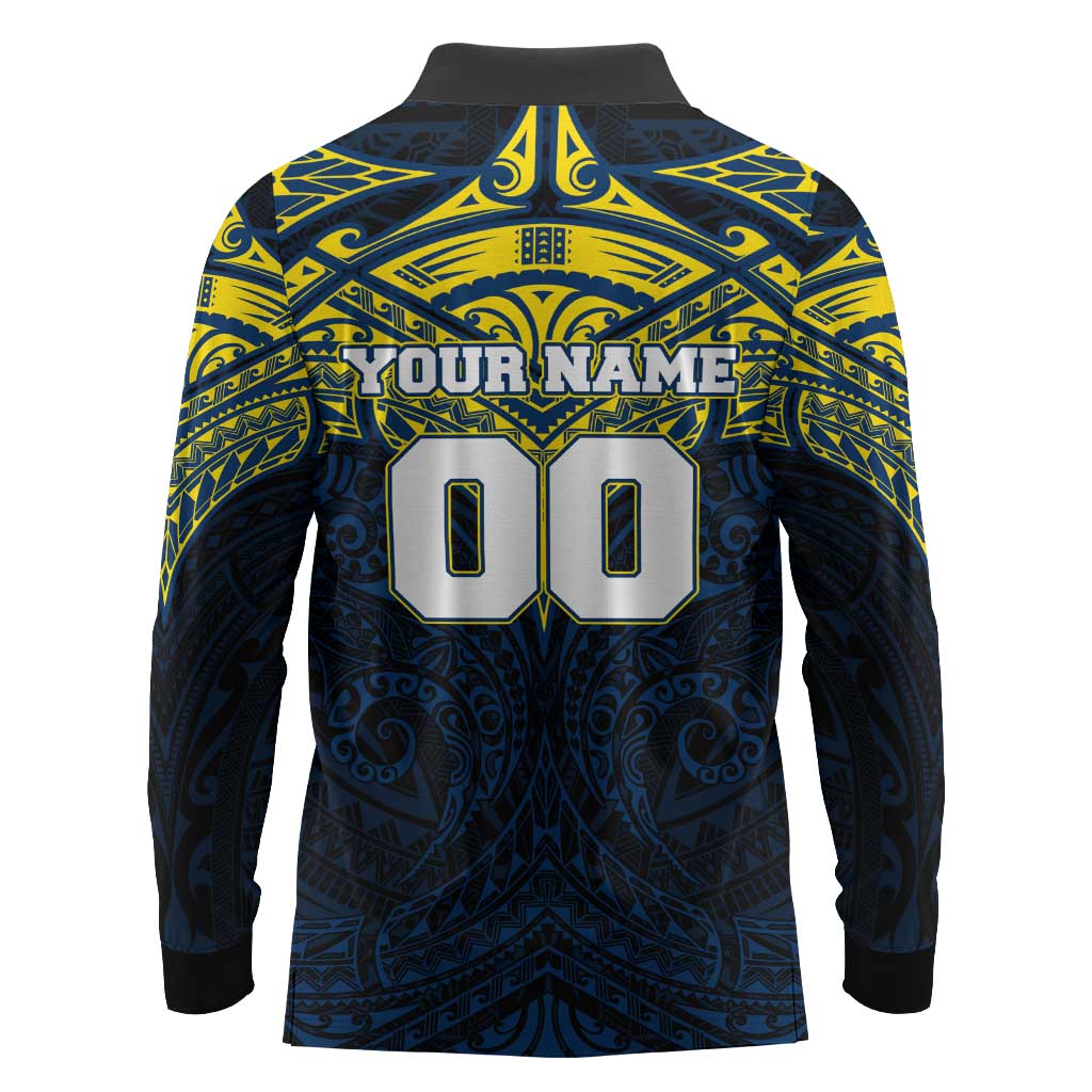 Personalized North Queensland Cowboys Long Sleeve Polo Shirt Polynesian Tribal Pattern Style